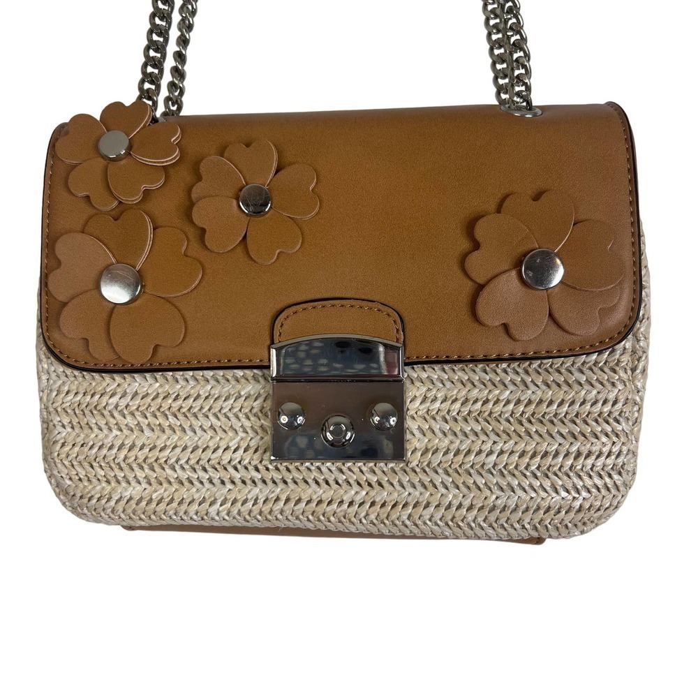 Marina Galanti Floral Leather Woven‎ Crossbody Bag
